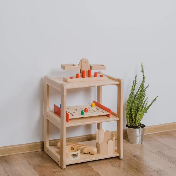Kids Wooden Montessori Clothes Shoes Storage With Organizer Wooden