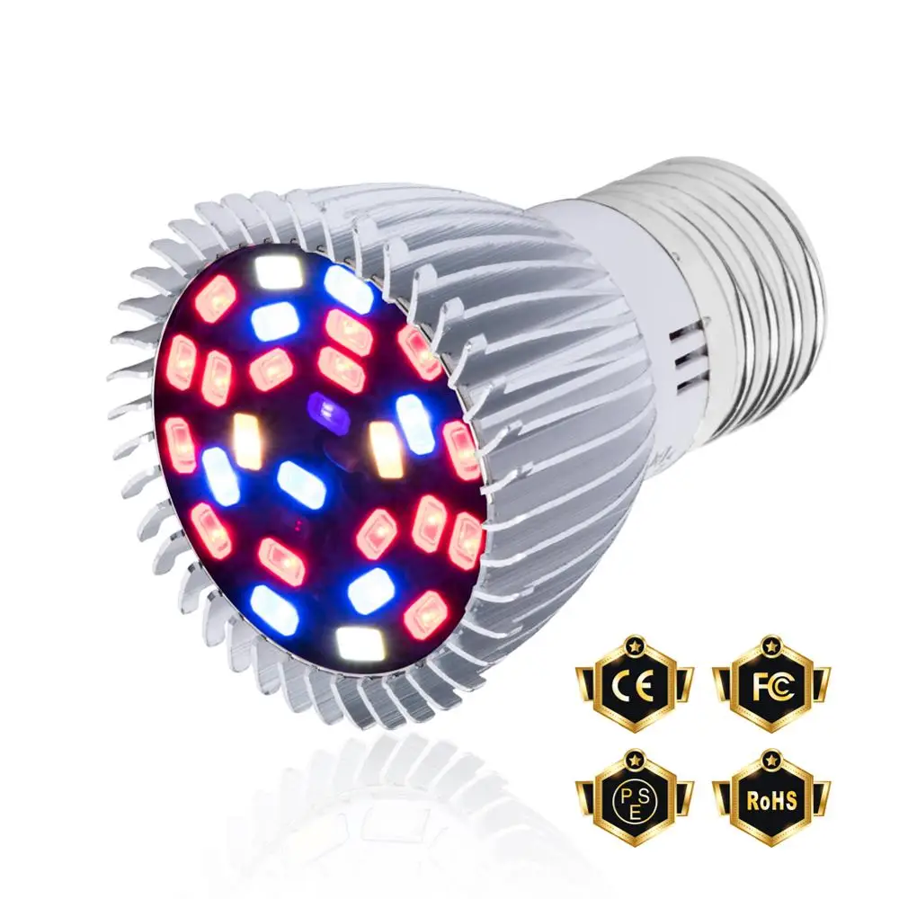 E27 E14 GU10 LED Grow Lamp Bulb Full Spectrum 28W For Indoor Flower Plant Seedling Growth Light