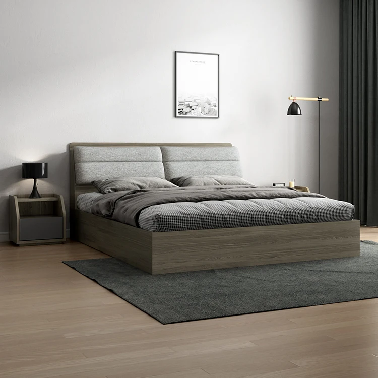 Double Wood Modern Simple Designs Mdf King Size Space Save Master Bedroom Furniture Bunk Storage