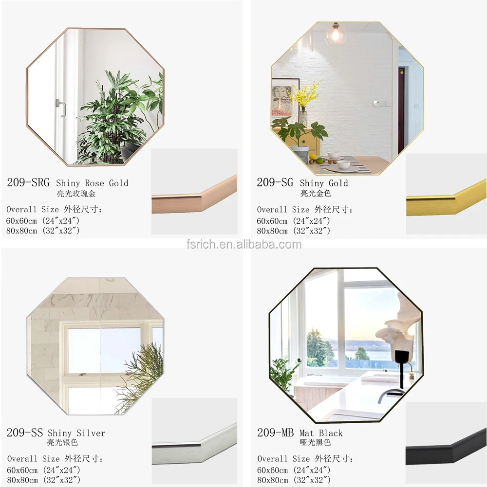 Modern Luxury Hotel Bathroom Octagonal Shape Mirrors Decorative Antique