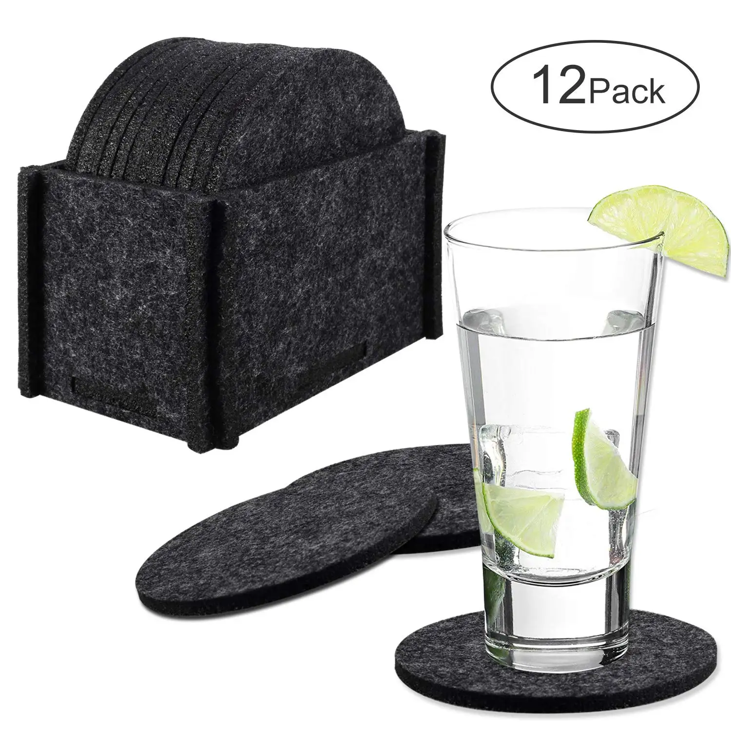 Dark Grey 5mm Thickness Round Coasters Table Coasters 10 Pieces Felt