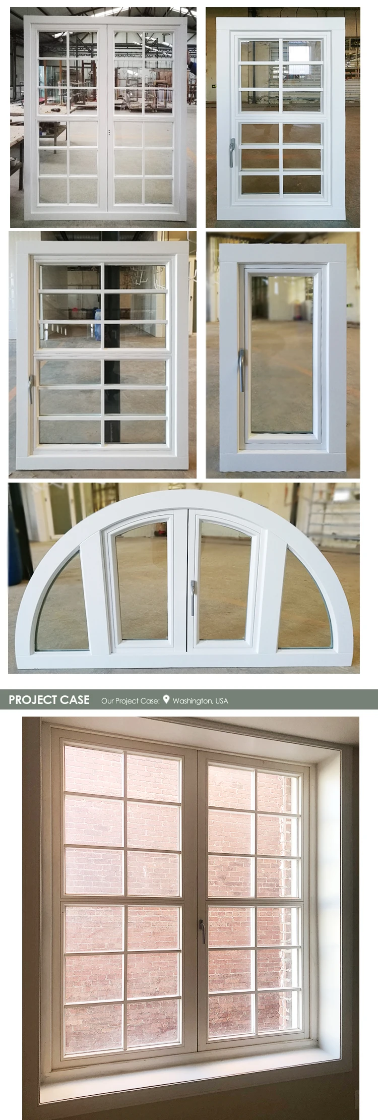 Chicago passive real wood  french grill Modern Design American Casement Aluminum Clad wood windows