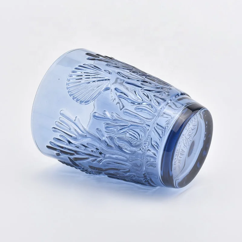Classic dark blue Glass Candle holder home decoration