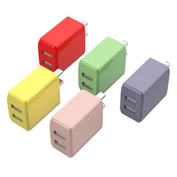Trending Travel Adapter 2A Usb Dual Port Fast Charging Multi Color Charger Type-c Usb Wall Chargers for cell mobile phone