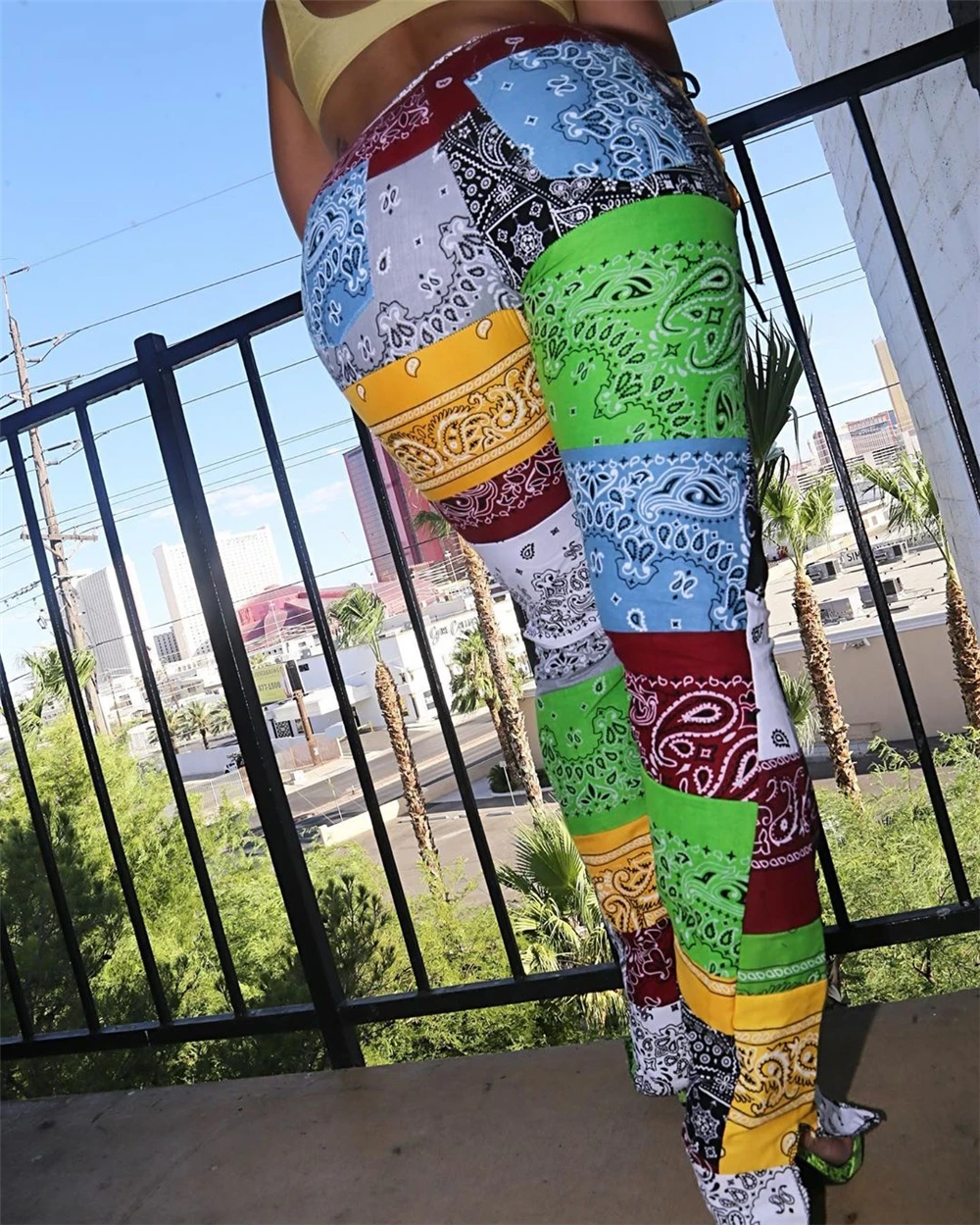 2021 New Design Women Fashion Side Slit Pants Long Style African Print Bandage Pants