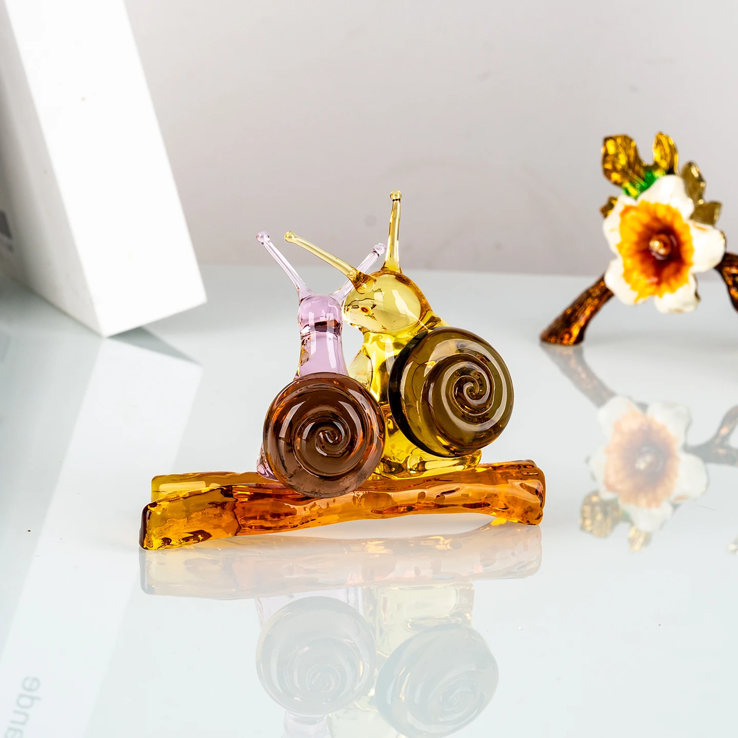 product handmade crystal glass snail sculpture home decoration ornament christmas gift for girlfriend desk decoration-4