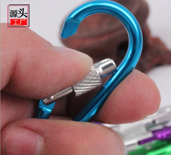 Spring Snap Key Chain Clip Hook Screw Aluminum Carabiner D Shape Buckle Pack 