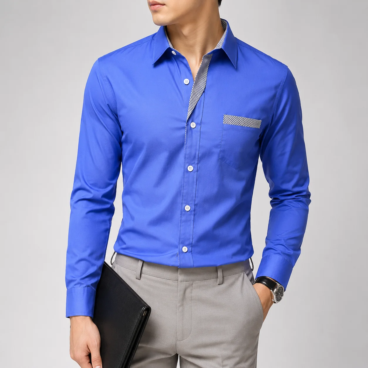 Men Dress Shirt Long Sleeve Slim Brand Man Shirts Designer High Quality  Solid Male Clothing Fit Business Shirts