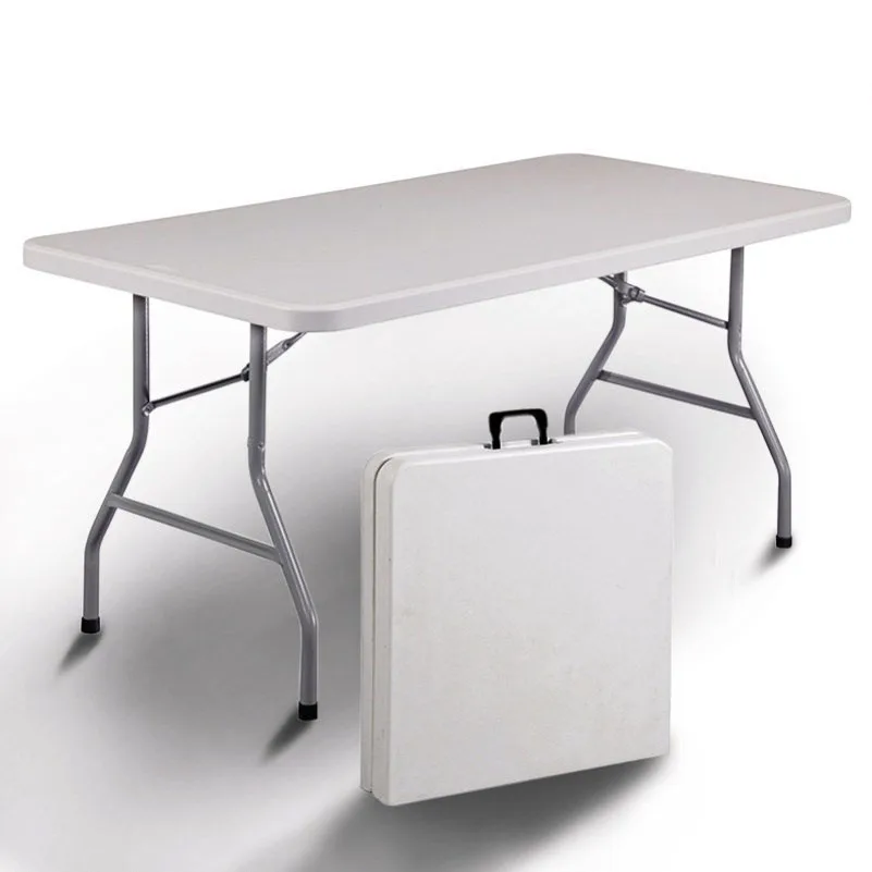 Portable White Rectangular Plastic Party Dining Foldable Table Outdoor Banquet Bbq Camping