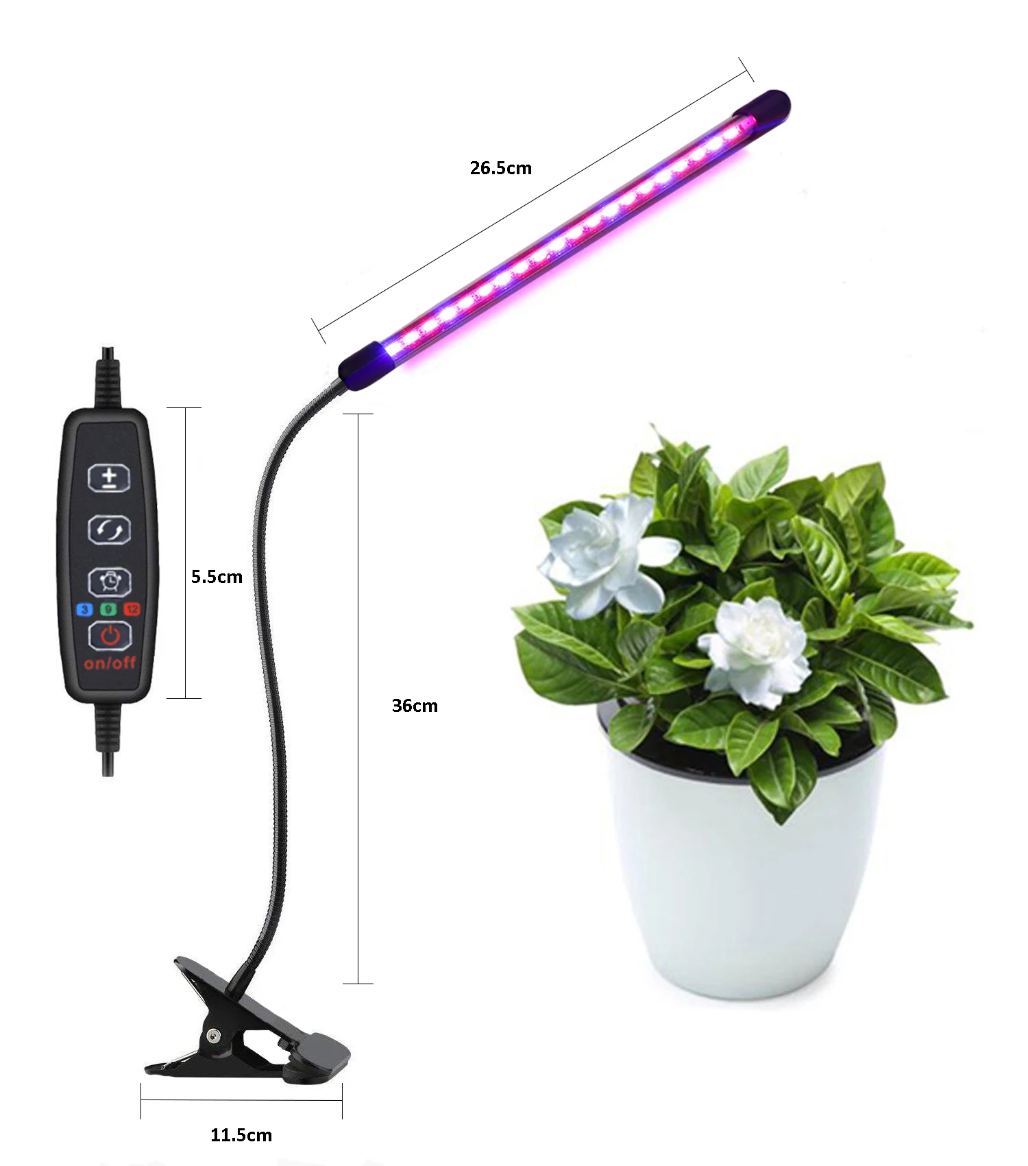 20 led 植物生长灯与 3/9/12h 定时器室内 led 植物生长灯可调鹅颈