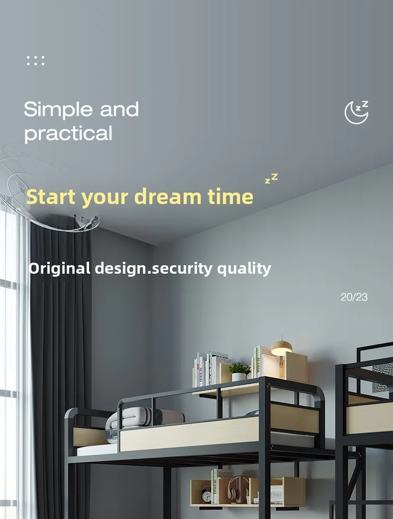 product modern two layer conjoined bunk iron bed student dormitory metal bunk bed-2