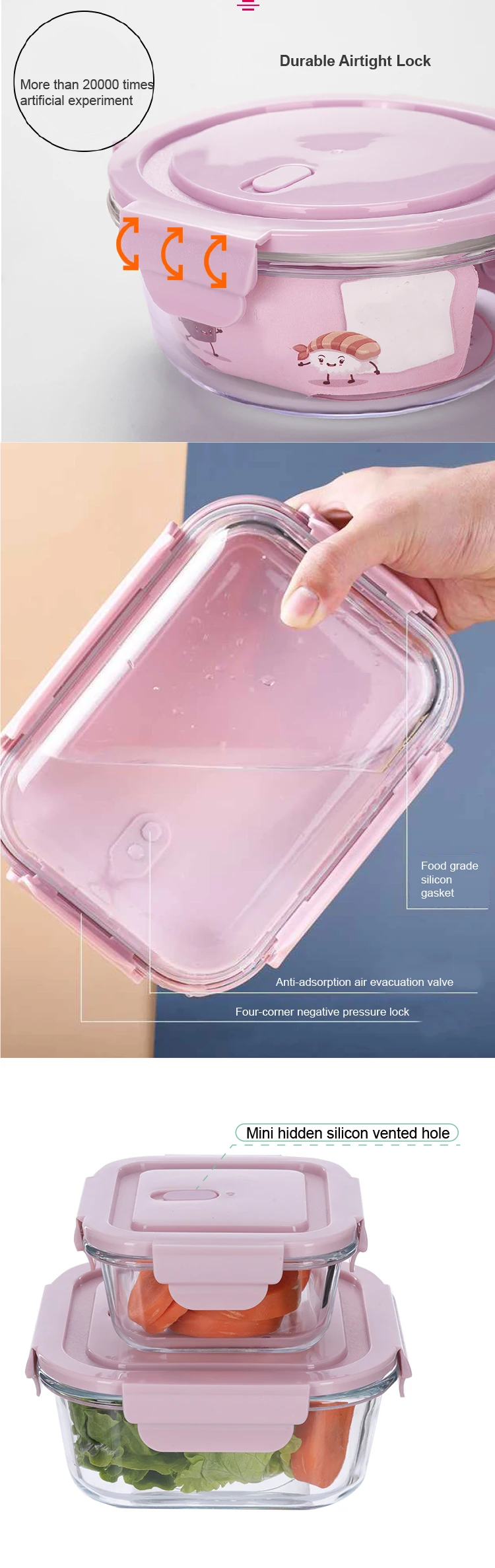 pink glass meal prep containers