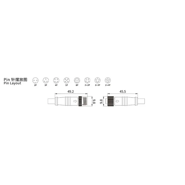 male and female ip67 waterproof connector