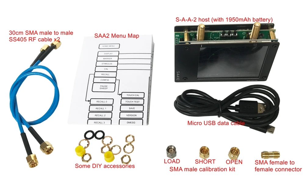 S-A-A-2 NanoVNA V2 3GHz 2.2 version 2.8" display 1950mAh battery Vector Network Analyzer HF VHF UHF Antenna Analyzer