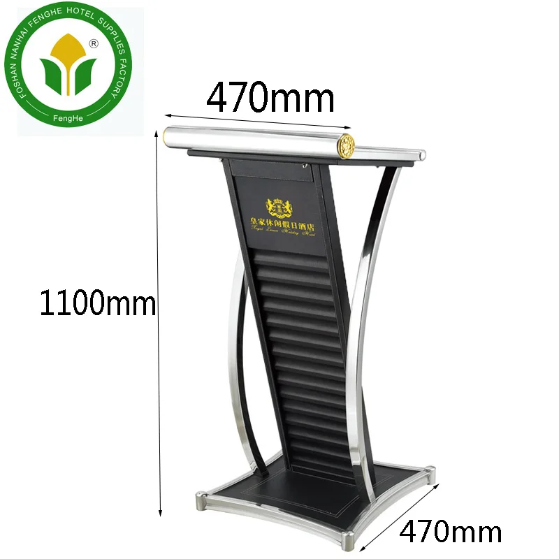 Wholesale Hotel Black Metal Rostrum Lectern Church Pulpit Podium