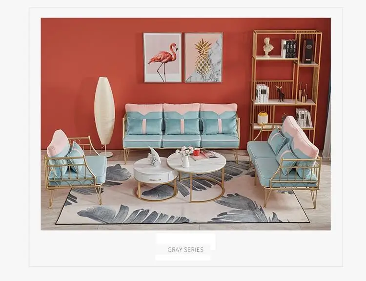 Nordic style fashionable metal fram lilvingroom sofa set