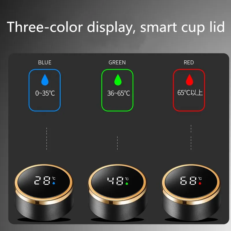 304 Double-layer Stainless Steel Vacuum Flask Gift Custom Logo Mug Smart Touch Temperature Display Temperature Measuring Cup