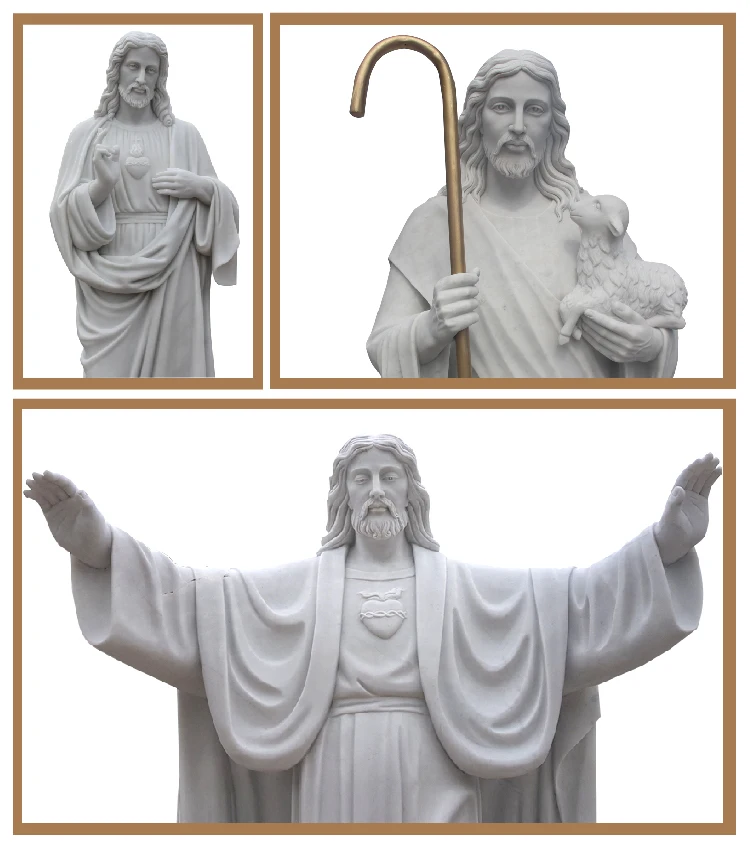 Grande Sculpture En Pierre Jésus Bras Ouverts Marbre Sculpture Christ