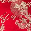 Jacquard satin Dragon Brocade Polyester Fabric for Party Bridal Tang Suit in Red 75cm