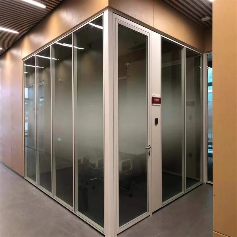 product 84mm wall thickness flat aluminum frame double glass partition with steel keel for luxury spas-1