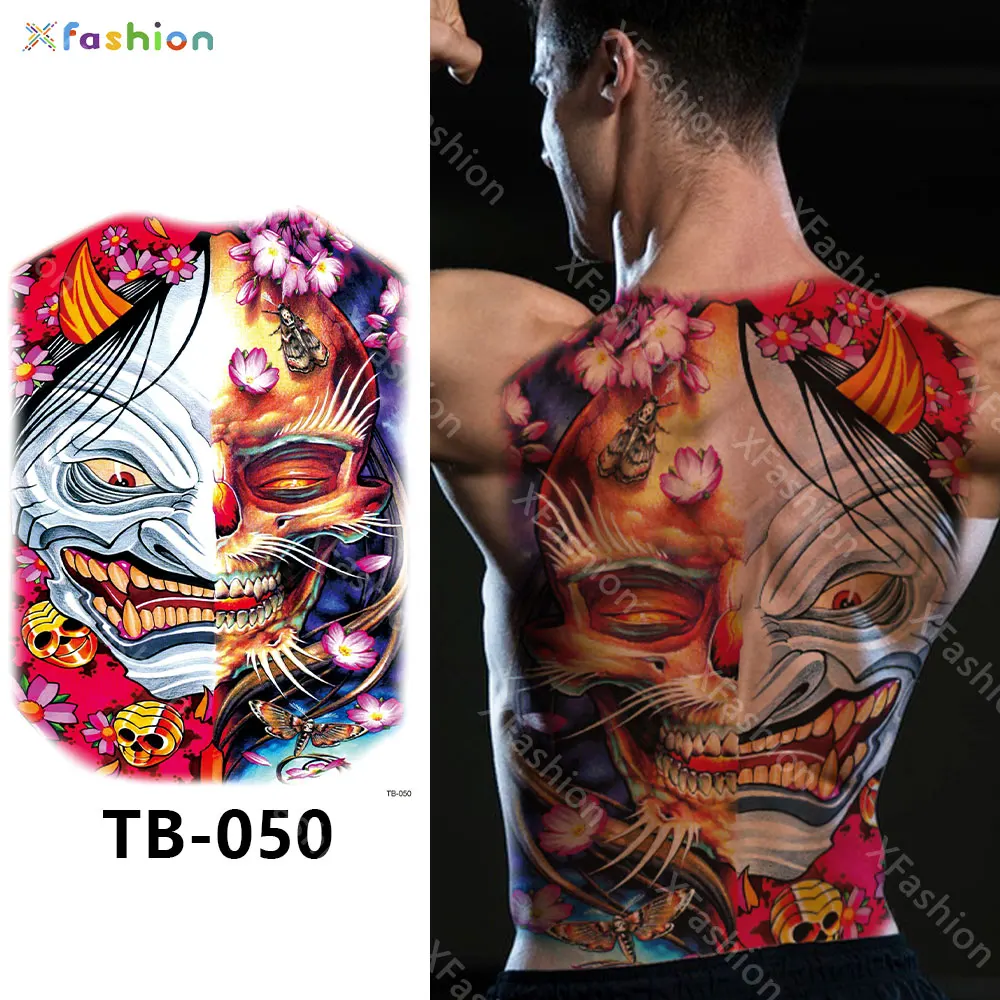 Super Large Full Back Covered Temporary Tattoo Dragon Tiger Design