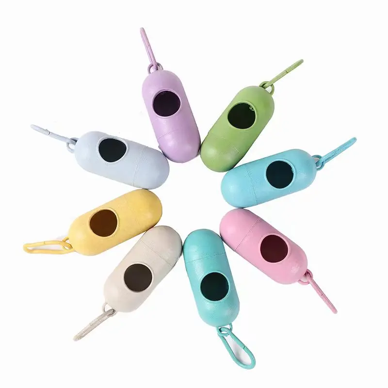 Wholesale Capsule-shaped Wheat-Straw Pet Waste Bag Holder Dog Poop Bag Dispenser