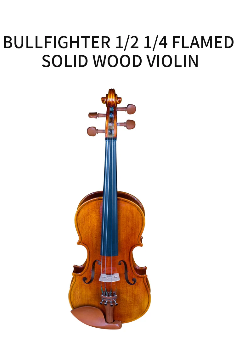 Bullfighter 3/4  4/4 Flamed Solid Wood Violin Handmade