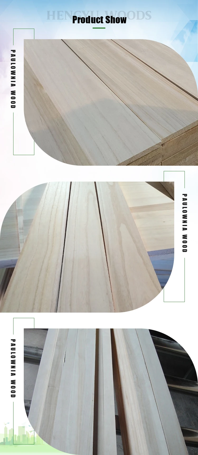 China Supplier Paulownia Triangular Wood Strips Wood Batten