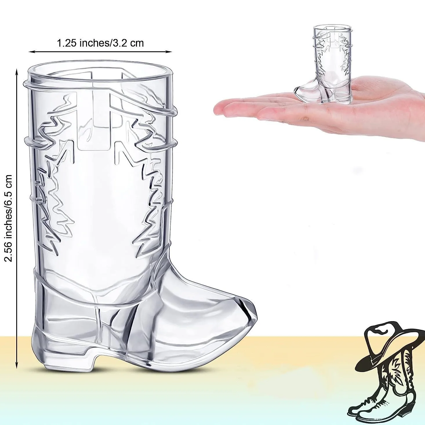 1 Oz Mini Plastic Cowboy Boot Shot Glasses Novelty Candy Jar Beverage