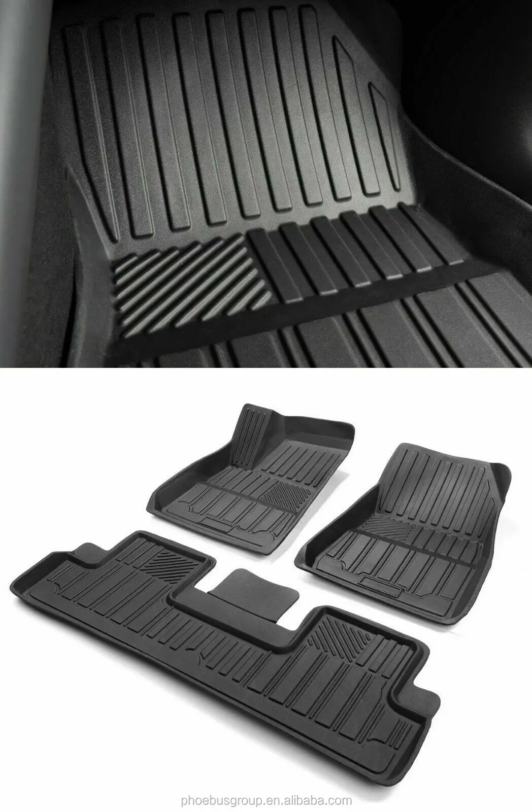 Tpe Waterproof Fit Allweather Full Set Floor Mats For Tesla Model 3