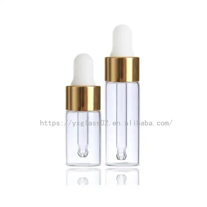 Custom small capacity frosted/glossy essential oil 1ml 2ml 3ml 5ml cosmetics glass dropper bottle factory