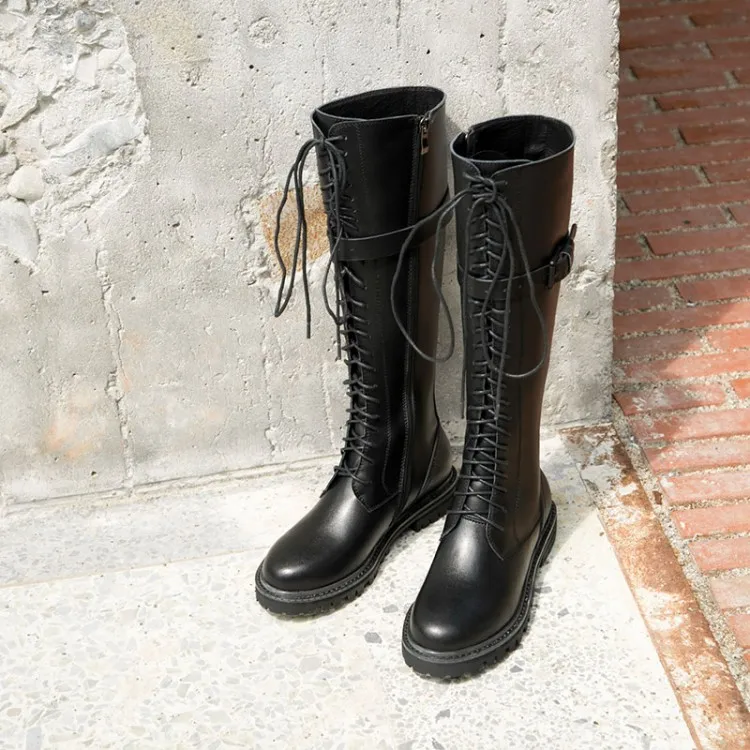 flat shiny boots