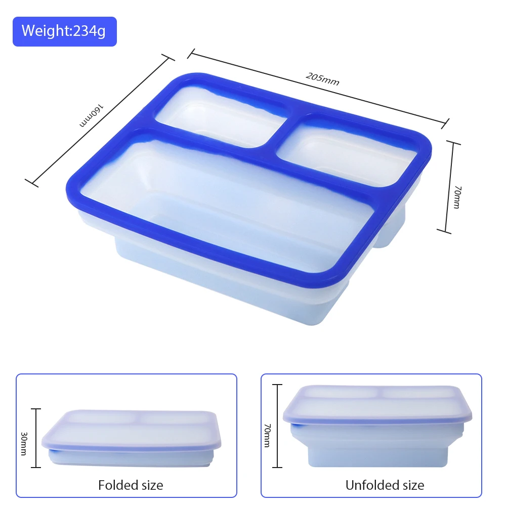 Hot Sale Reusable Fold Take Away Food Storage Container Meal Prep Container Lunch Box Leak Proof Kids Bento With Printing Logo supplier