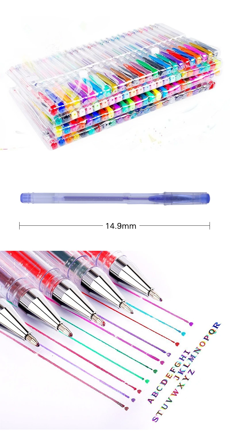 100 Colors Glitter Gel Pen Set, 30% More Ink Neon Glitter Coloring