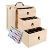 3 Tier Holds Bottles Roller Balls Wooden Box Essential Oils With Handle