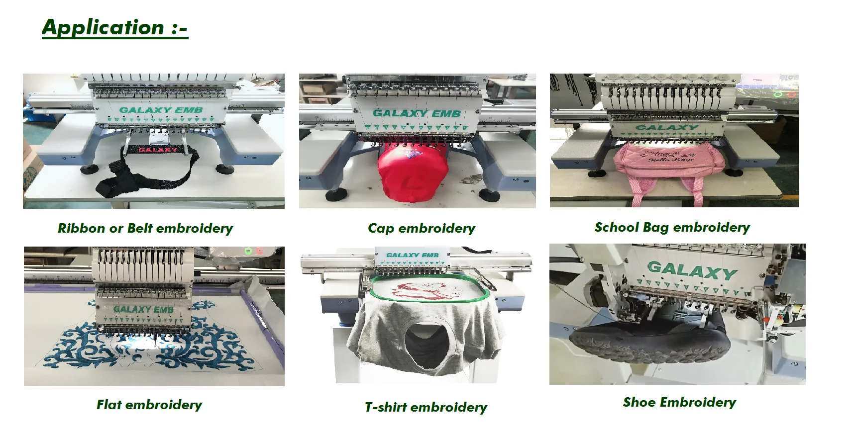GALAXY HIGH SPEED 12/15 SINGLE HEAD BIG AREA EMBROIDERY MACHINE FOR LADIES DRESS NECK WORK