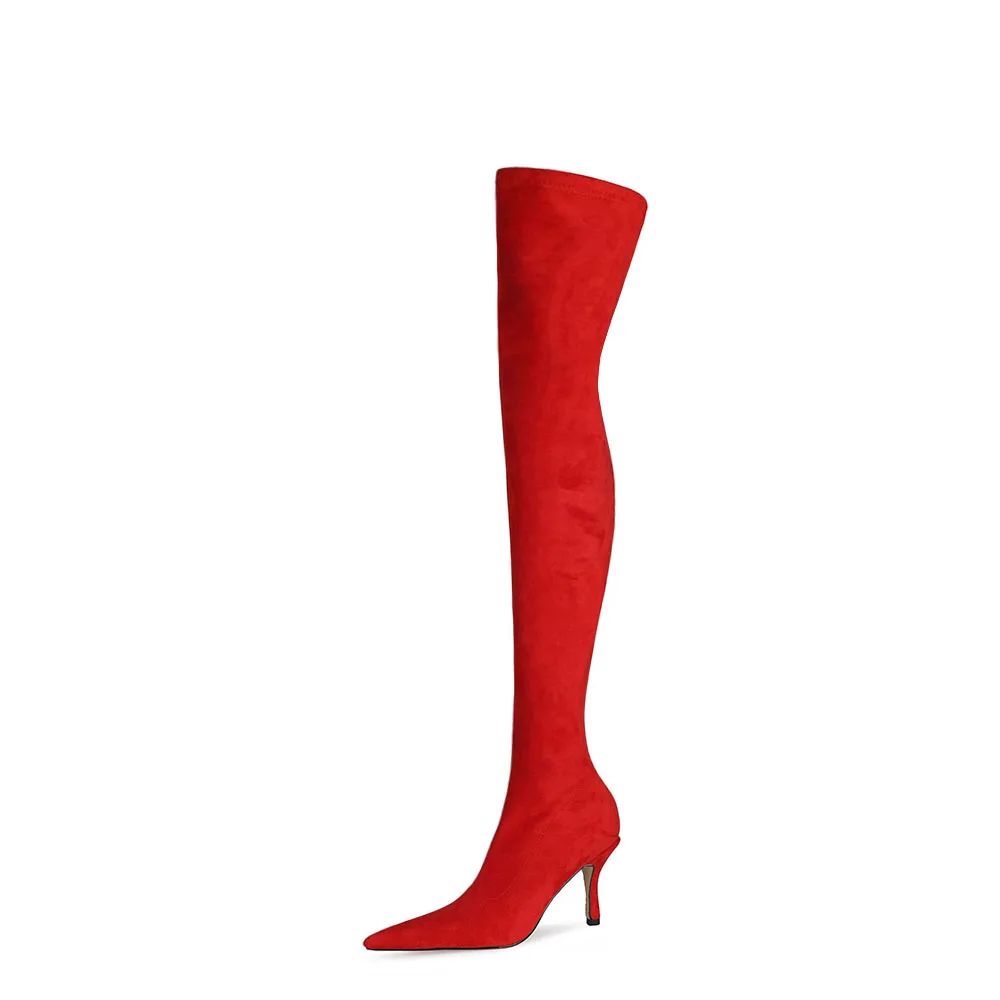 grot Te breed One Foot Red Large Size Over The Knee High Elastic Ladies Trendy Boots  Women's Winter Boots High Heels - Buy Women's Shoes High Heels Boots,Women Heels  Winter Long Boots,High Knee Boots Leather