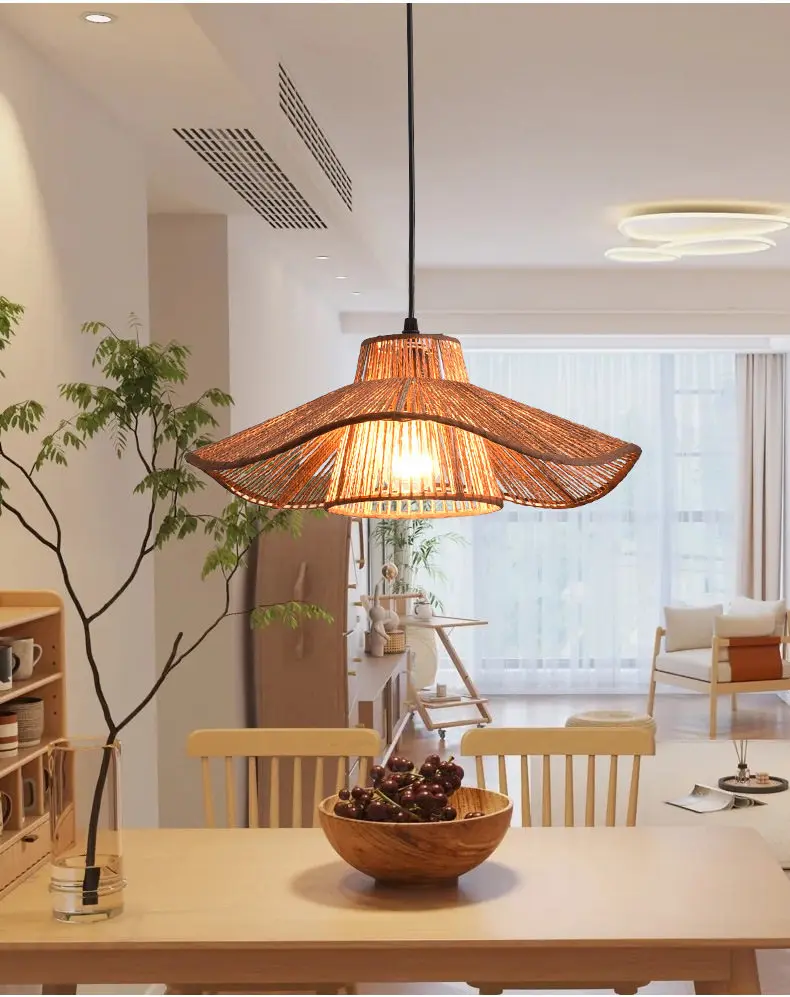 Japon Retro Wabi-Sabi Tarzı Demir, Kenevir ve Kağıt İpten Yapılan