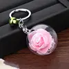 Rhinestone Rose Flower Keychain Charm Handbag Pendant Keyring Chain Lover Gift