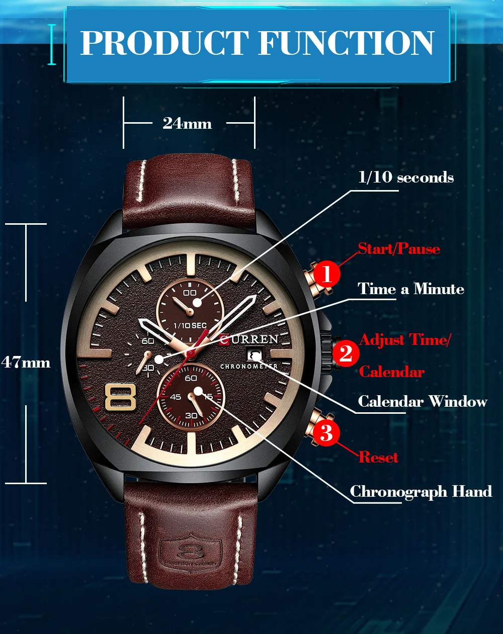 CURREN 8324 Homens Relógios De Luxo Popular Analógico 30M À Prova D' Água Quartz Watch Sport Relógio De Pulso Relogio masculino