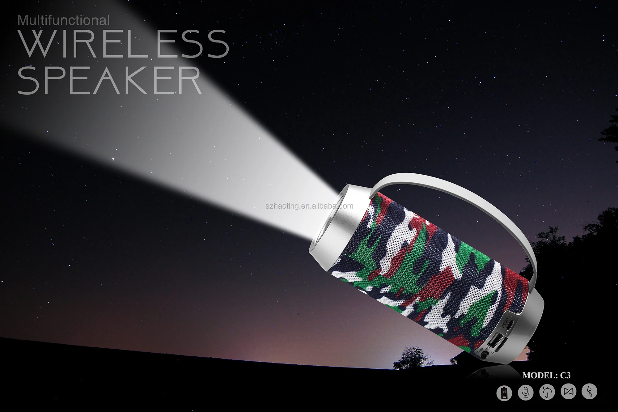 High quality fm usb tf mp3 music player wireless bluetooth speaker built in torch - ANKUX.COM