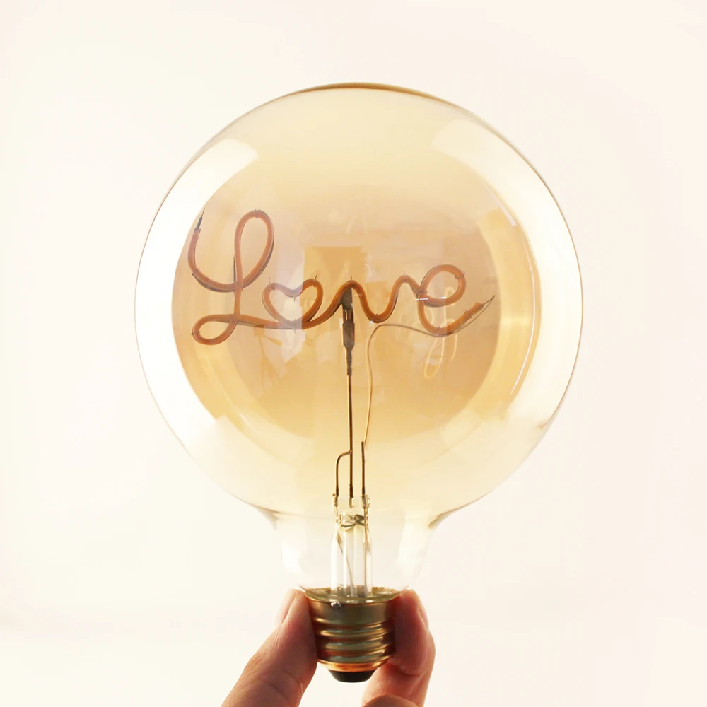 letter Hello Love Home Dream inside romantic LED Filament word Bulb dimmable 85-230V 4W G125 E26 E27 B22