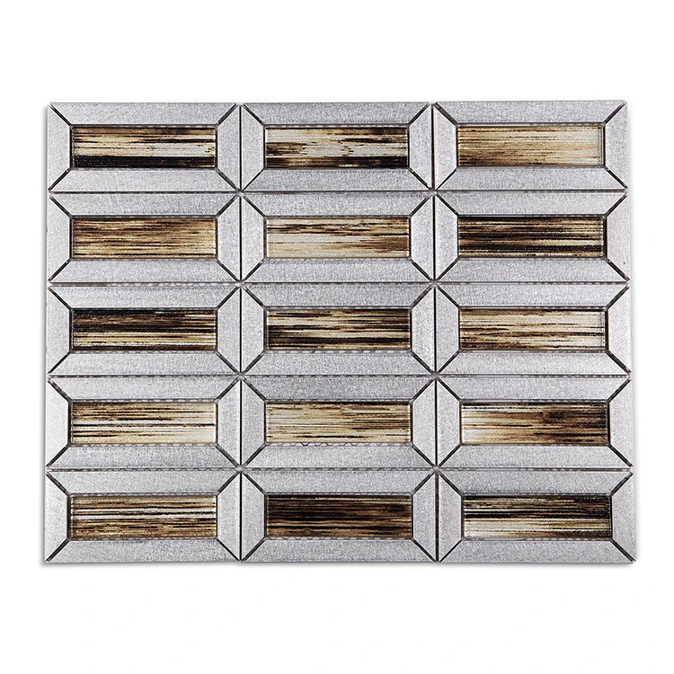 Moonight City Impression Crystal Glass Mixed Metal Strips Blend Mosaic For Wall and Backsplash