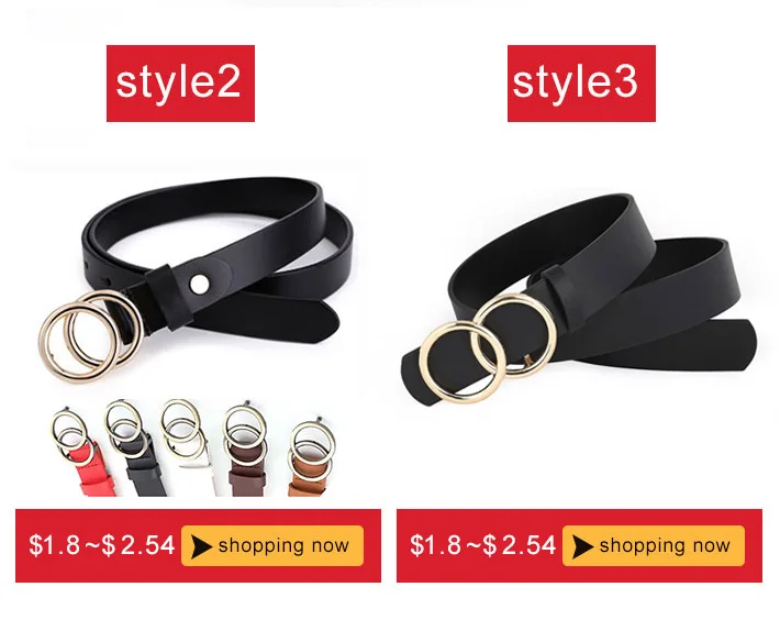 Hot Sale Fashion Gold Double O-ring Buckle Wide Stretch Elastic Leather ...