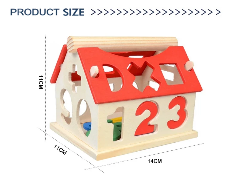 Wholesale baby educational creative building block house wooden toy