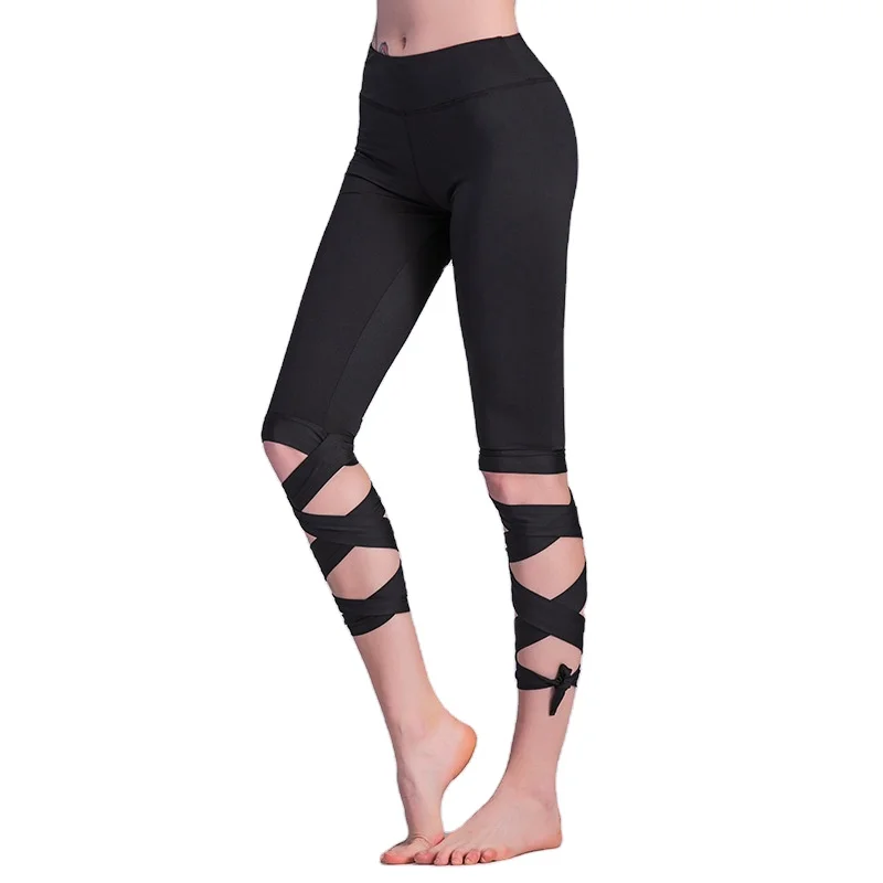 
Winding Yoga Pants Dance Ballet Bandage Leggings High Waist High Waist Hip Fitness Pants Running Elastic Yoga Pants 