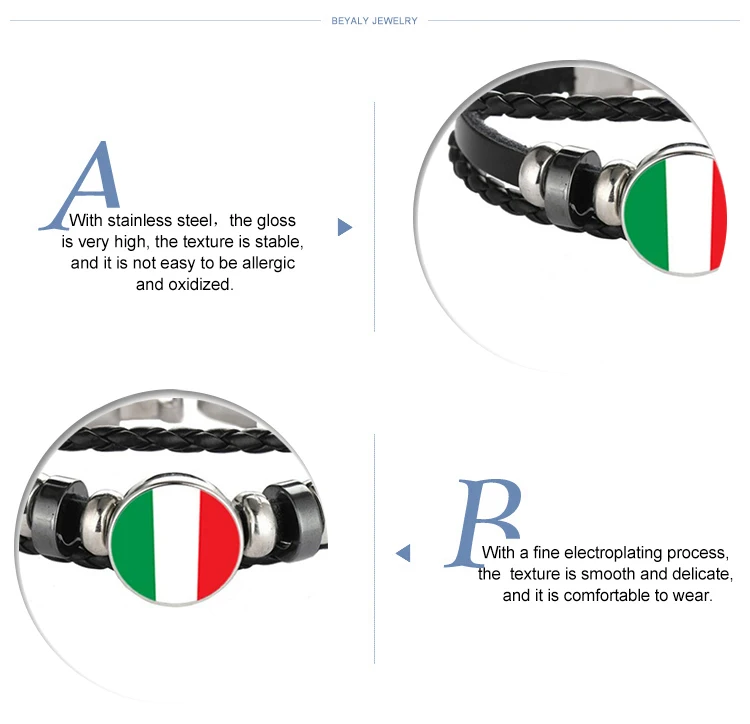 Vogue Style Bead Design Italian Flag Bracelet Fashion Jewelry