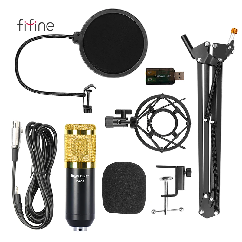 Fifine New Design Condenser Unidirectional PC Microphone USB Microphone for Youtube podcasting Online Chatting  F-800