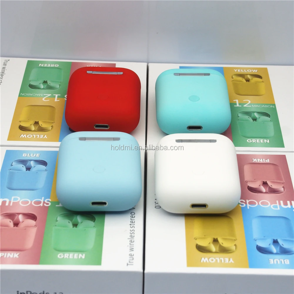 Hot sale red color wireless earphone inpods 12 macaron i12 TWS Blue tooth earbuds for iphone and samsung - ANKUX.COM