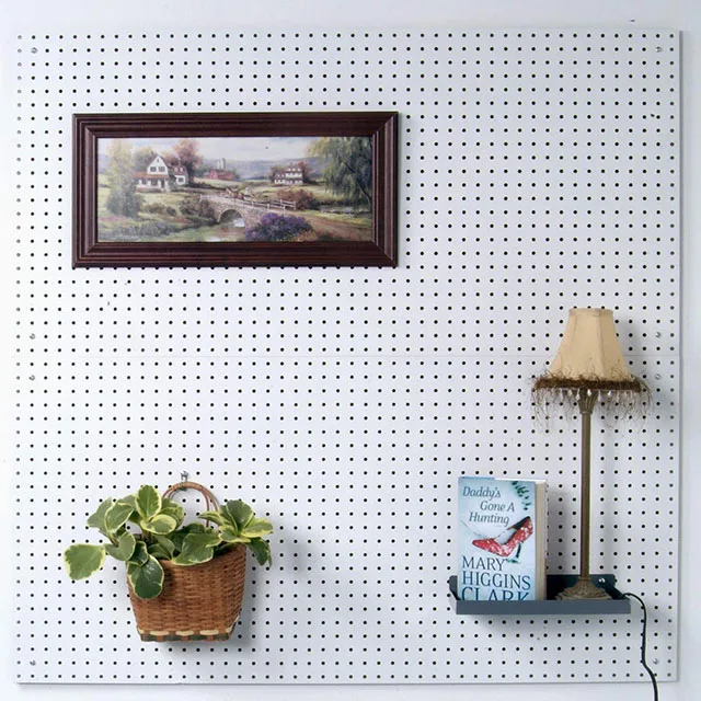 On Sale 1/4 Inch Size Hole Black Hanging Board Wall Mounting Pegboard Garage Tool Storage Peg Board  Metal Holder Pegboard factory